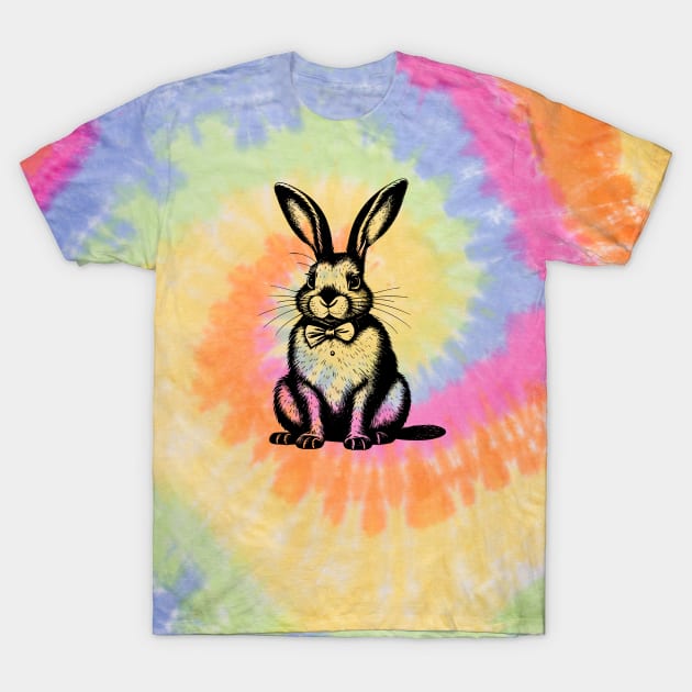 Vintage Bunny Rabbit with Bow Tie, Classic Retro Vibes Bunny Aesthetic T-Shirt by Tintedturtles